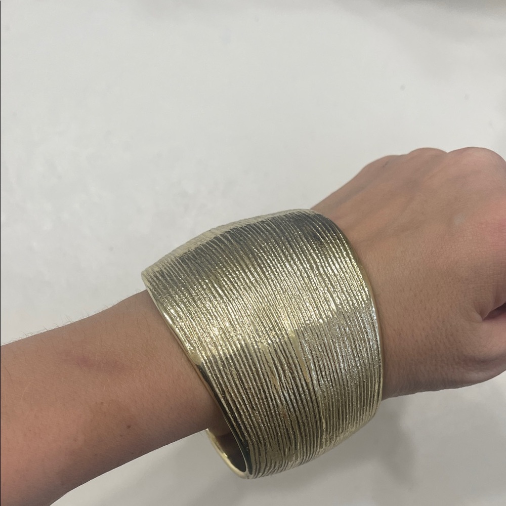 Elegant Gold Textured Cuff Bracelet